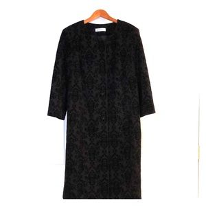 Jasper black velvet brocade long evening jacket